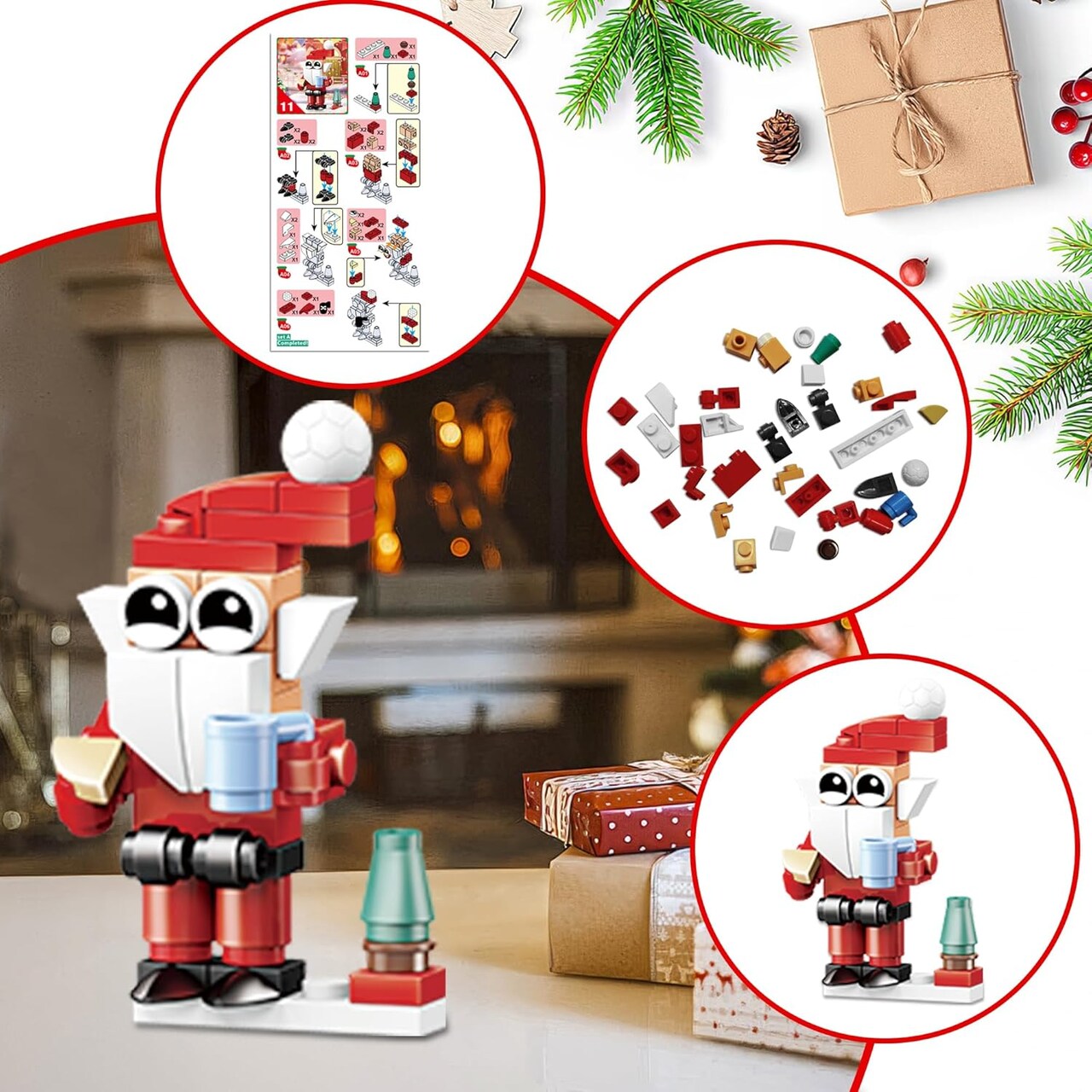 Christmas Advent Calendar 2024 for Kids 24 Days Christmas Countdown Calendar, Advent Calendar Toy for Kids 3 Years and Up with 24 Surprise Building Blocks Toys